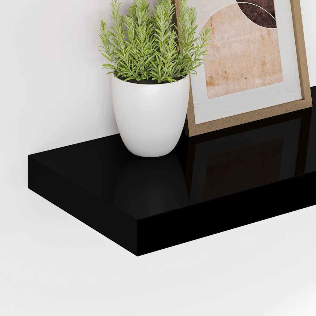Étagère murale flottante 2 pcs Noir brillant 60x23,5x3,8 cm MDF - XIOS