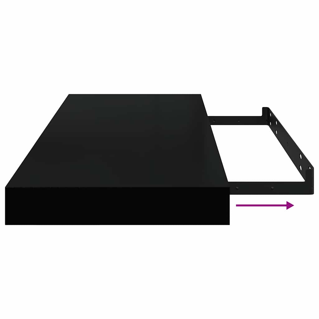 Étagère murale flottante 2 pcs Noir brillant 60x23,5x3,8 cm MDF - XIOS