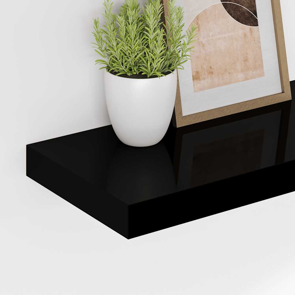 Étagère murale flottante 4 pcs Noir brillant 60x23,5x3,8 cm MDF - XIOS