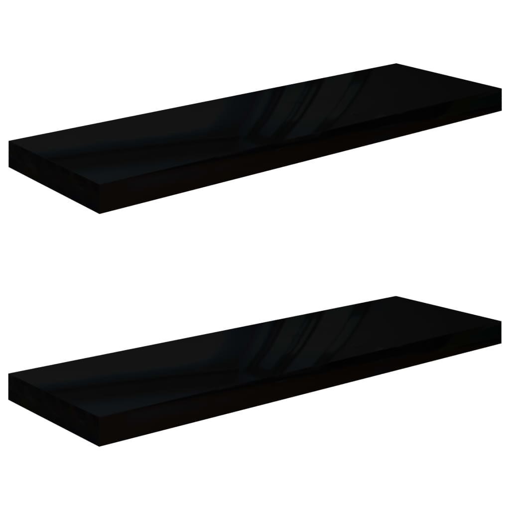 Étagère murale flottante 2 pcs Noir brillant 80x23,5x3,8 cm MDF - XIOS