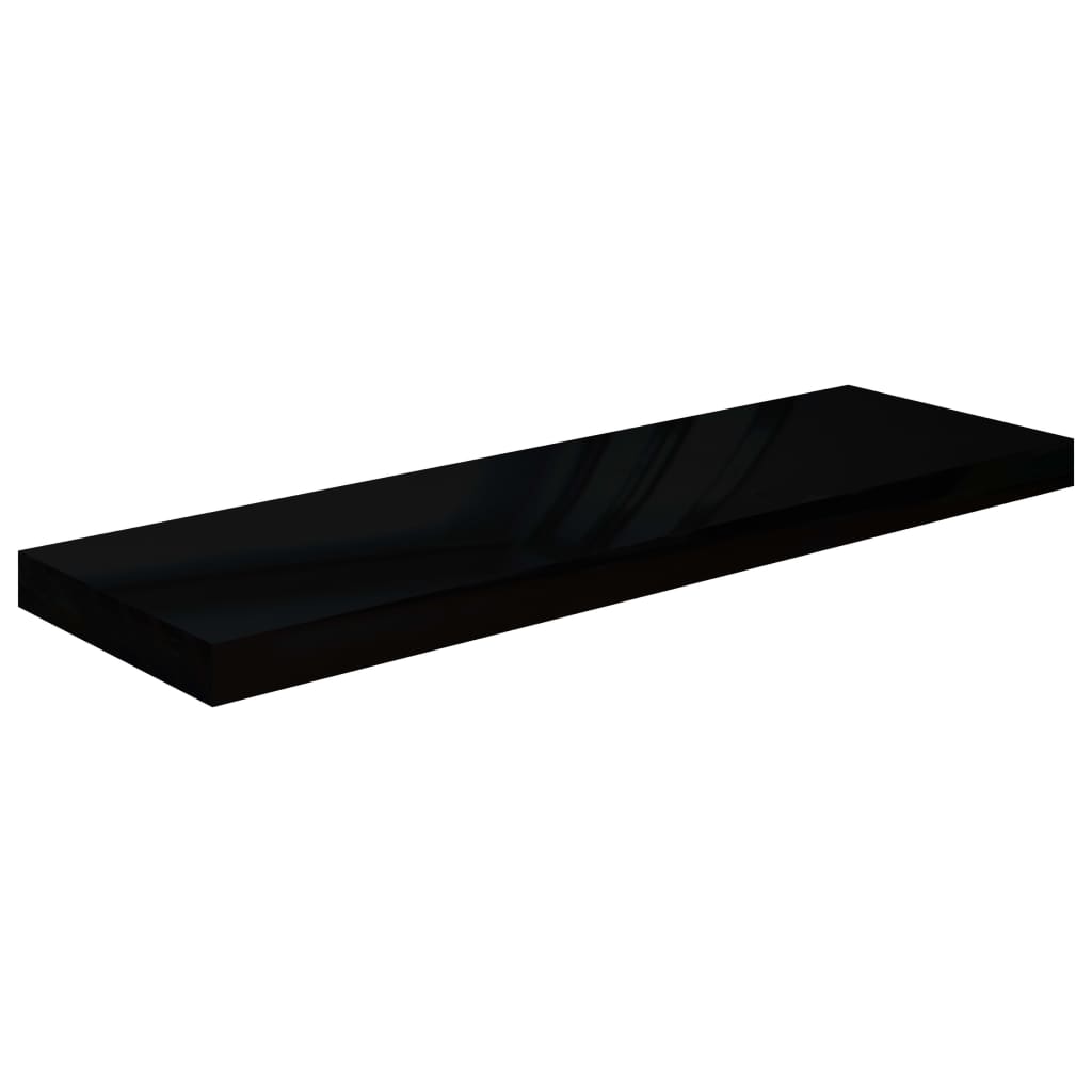 Étagère murale flottante 2 pcs Noir brillant 80x23,5x3,8 cm MDF - XIOS
