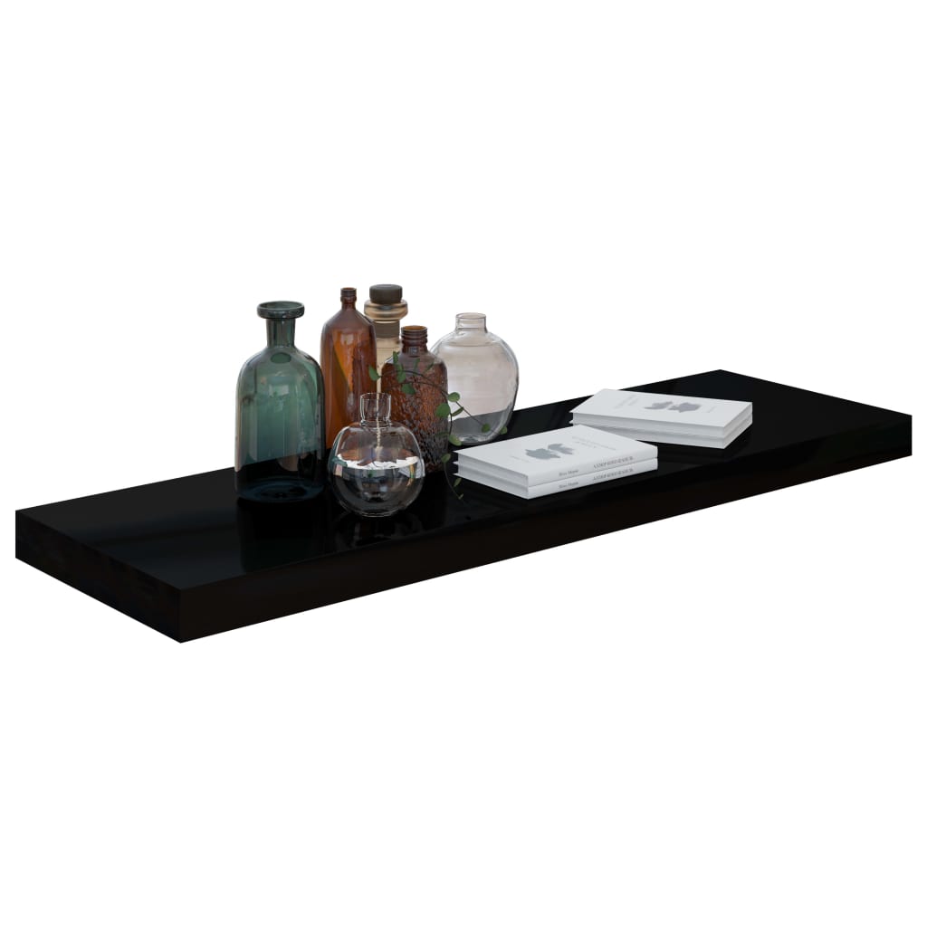 Étagère murale flottante 2 pcs Noir brillant 80x23,5x3,8 cm MDF - XIOS