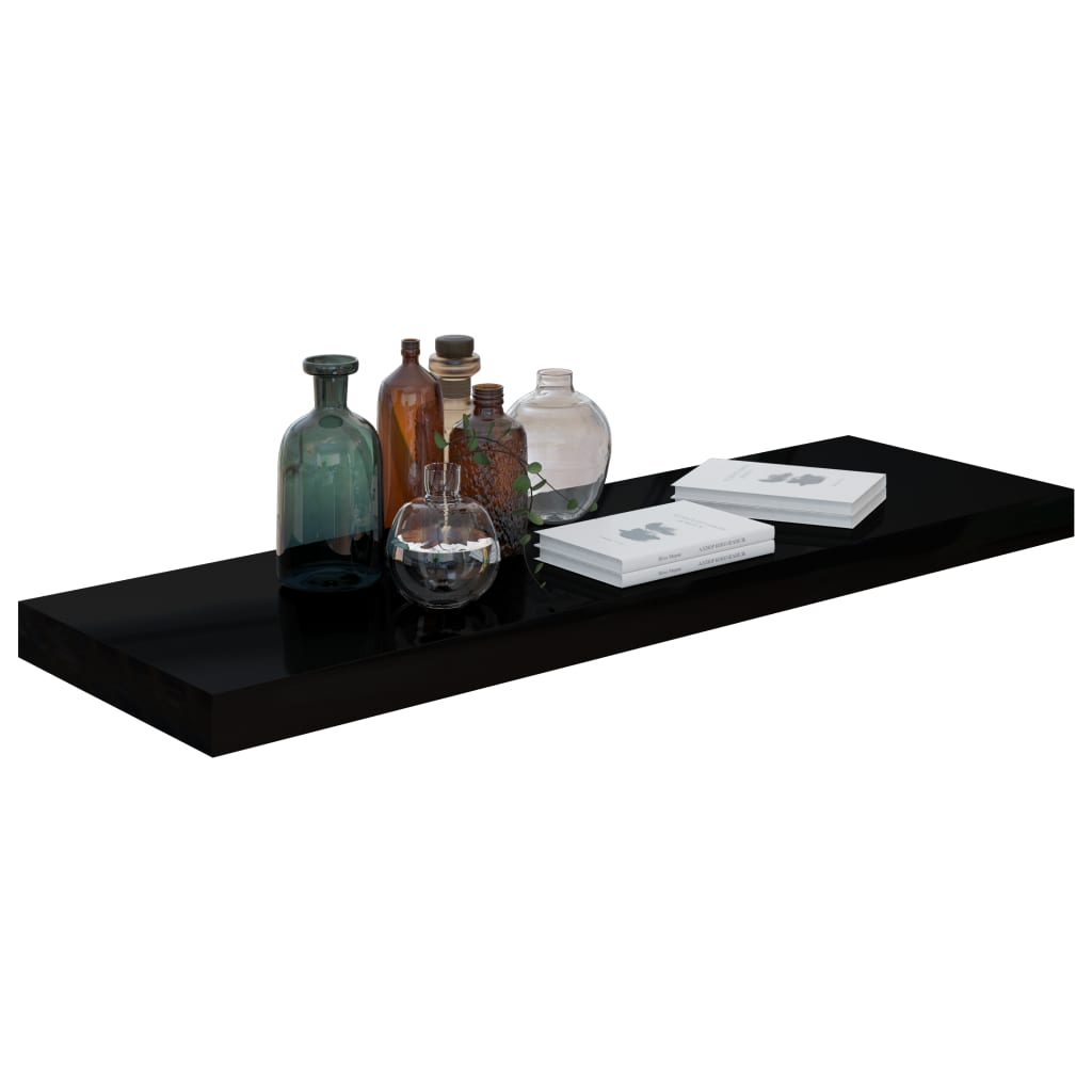Étagère murale flottante 4 pcs Noir brillant 80x23,5x3,8 cm MDF - XIOS