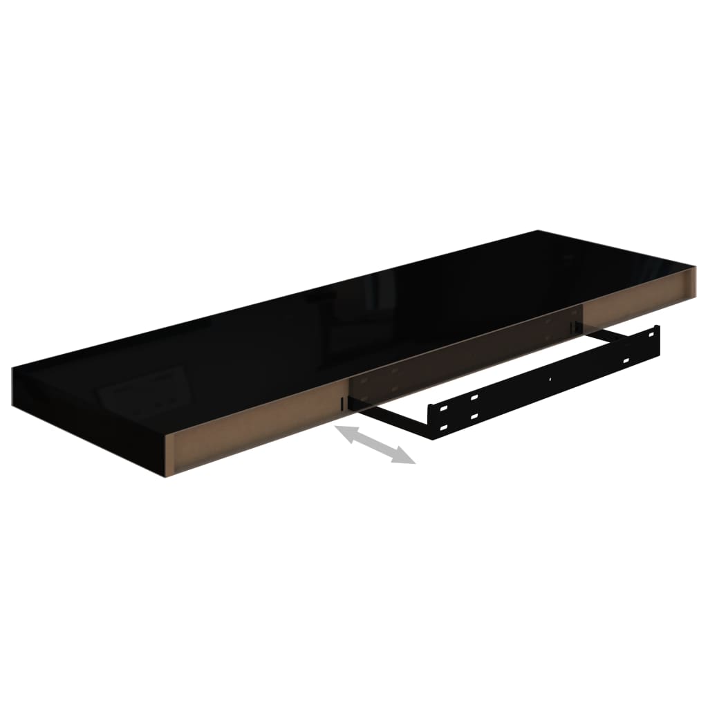 Étagère murale flottante 4 pcs Noir brillant 80x23,5x3,8 cm MDF - XIOS