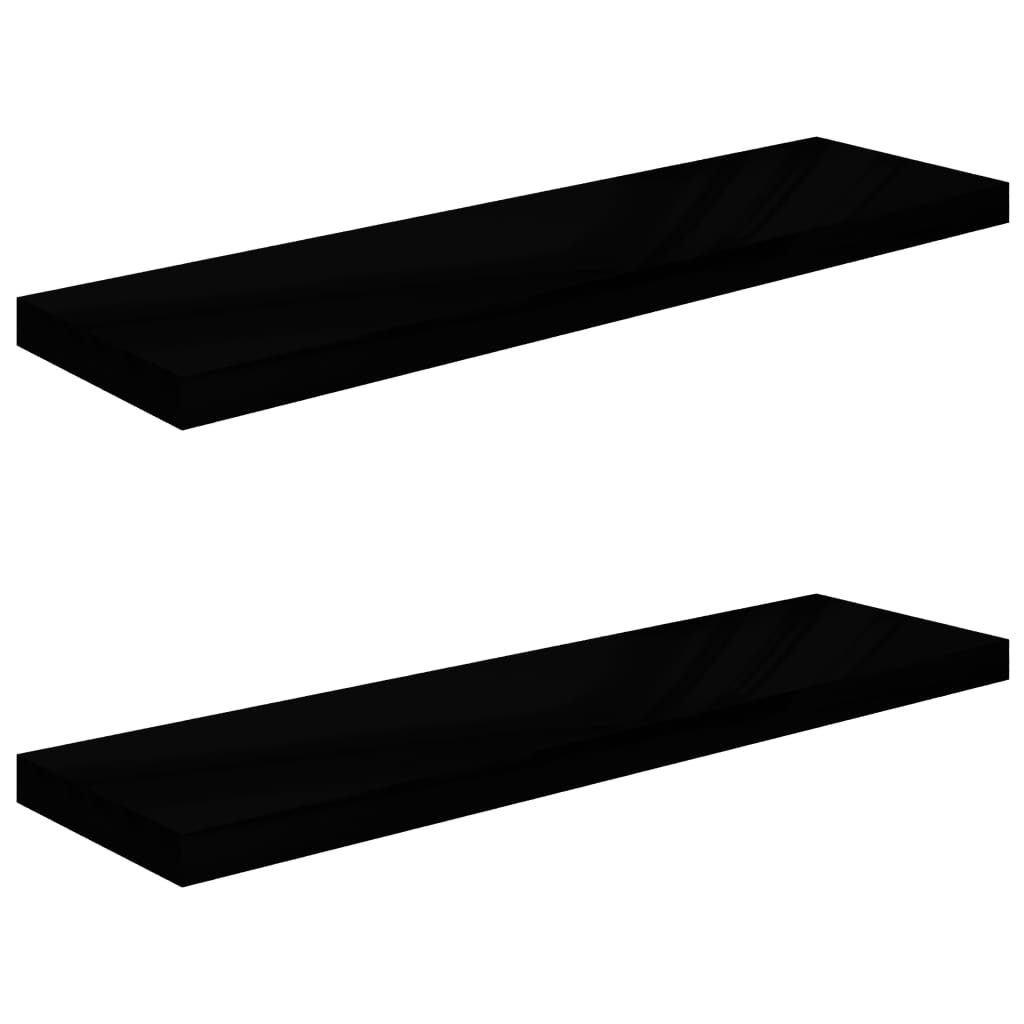 Étagère murale flottante 2 pcs Noir brillant 90x23,5x3,8 cm MDF - XIOS