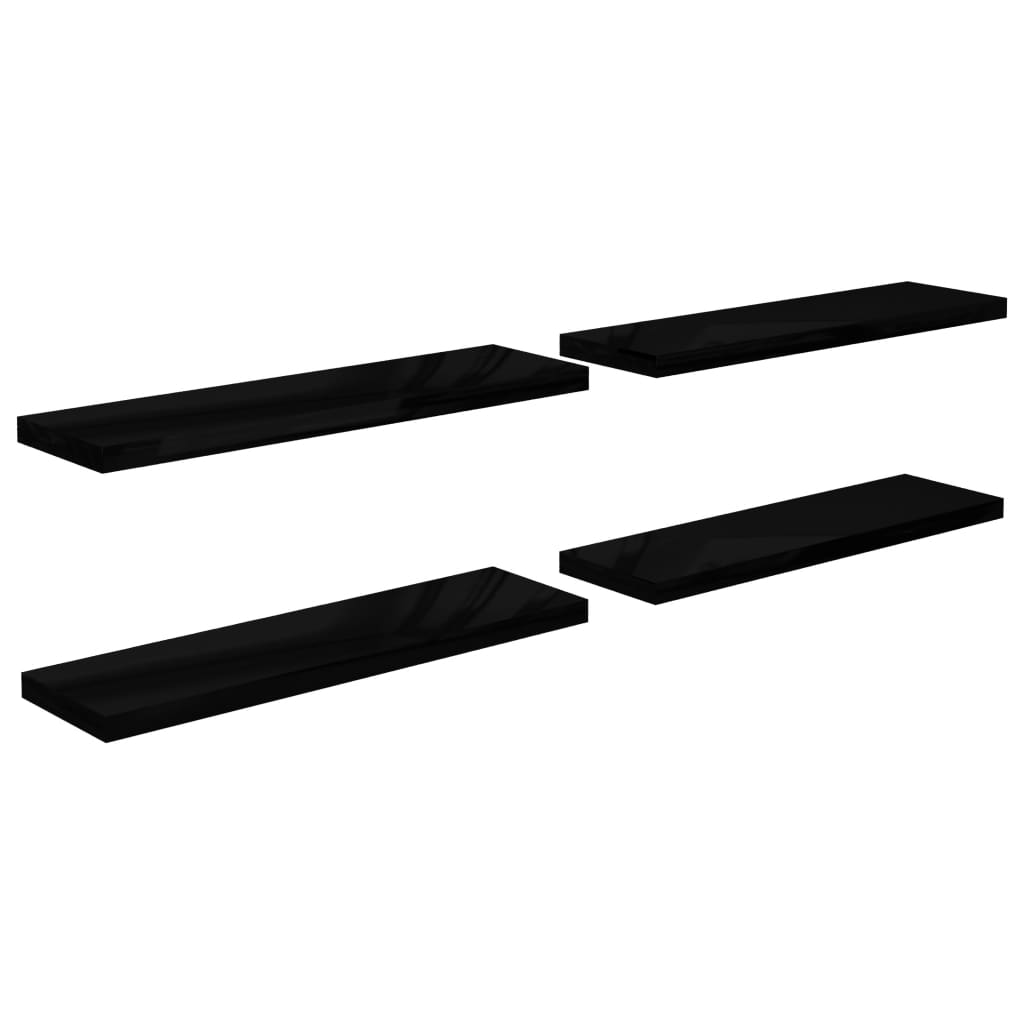 Étagère murale flottante 4 pcs Noir brillant 90x23,5x3,8 cm MDF - XIOS