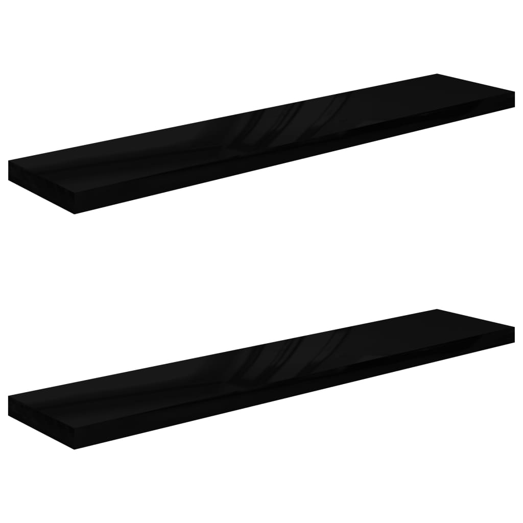 Étagère murale flottante 2 pcs Noir brillant 120x23,5x3,8cm MDF - XIOS