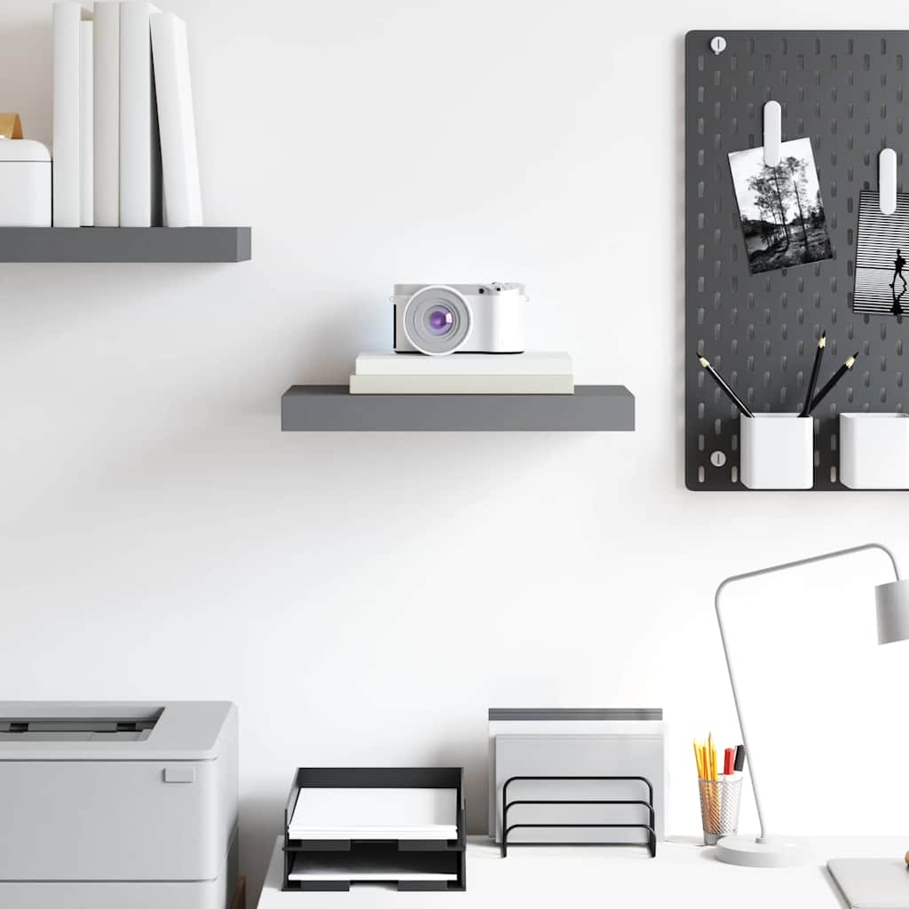 Étagère murale flottante Gris brillant 40x23x3,8 cm MDF - XIOS