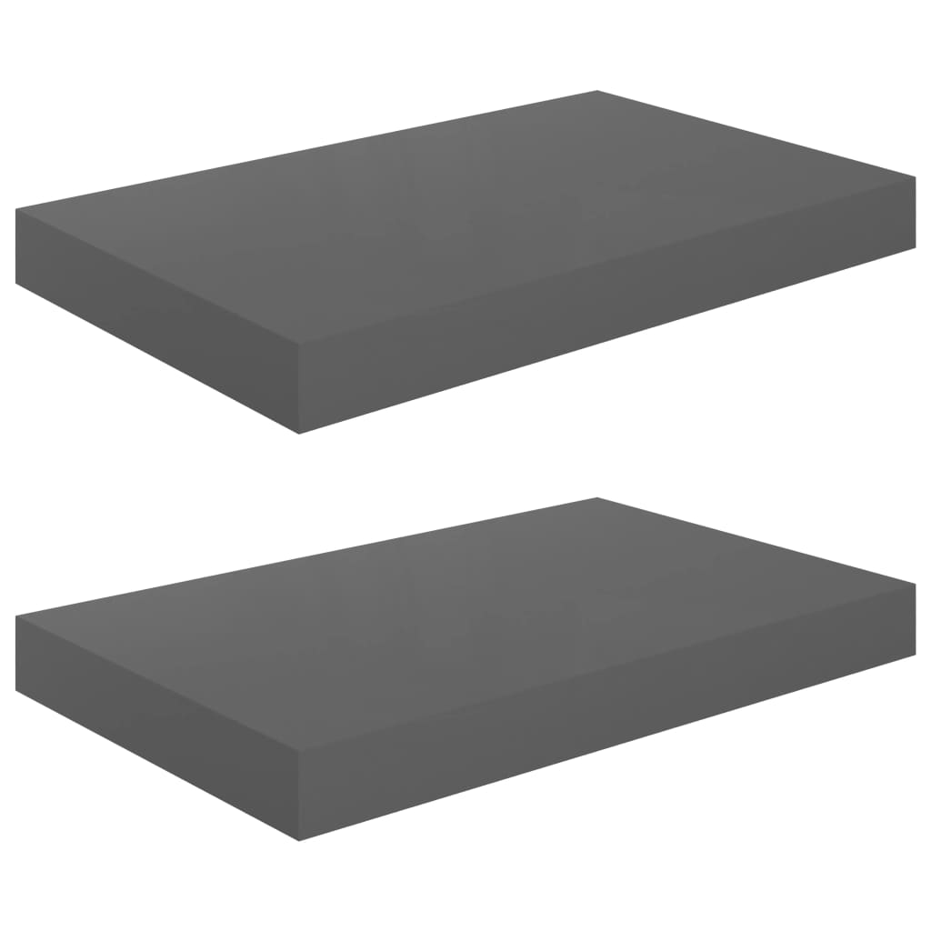 Étagère murale flottante 2 pcs Gris brillant 40x23x3,8 cm MDF - XIOS