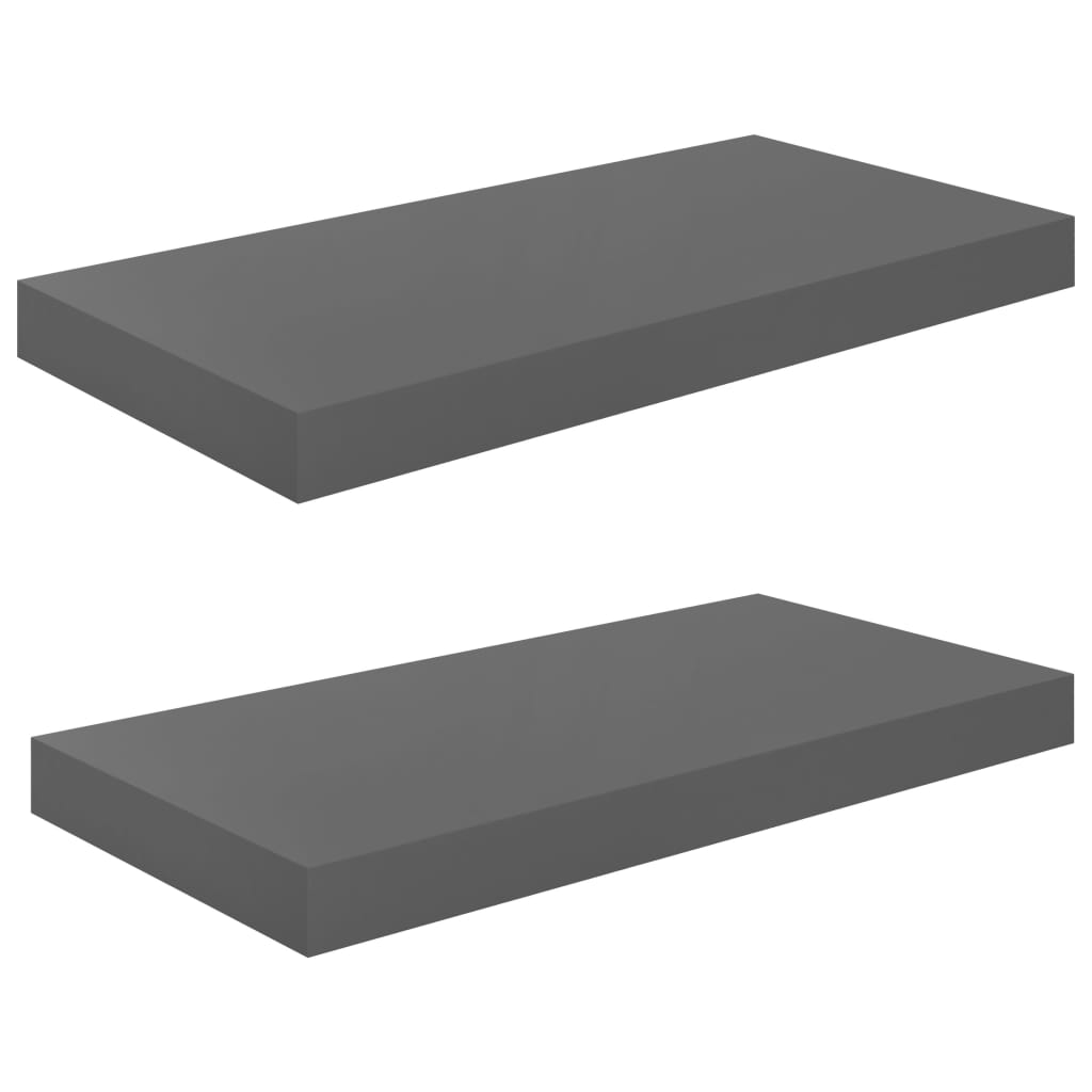 Étagère murale flottante 2 pcs Gris brillant 50x23x3,8 cm MDF - XIOS