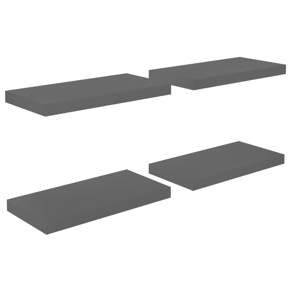 Étagère murale flottante 4 pcs Gris brillant 50x23x3,8 cm MDF - XIOS