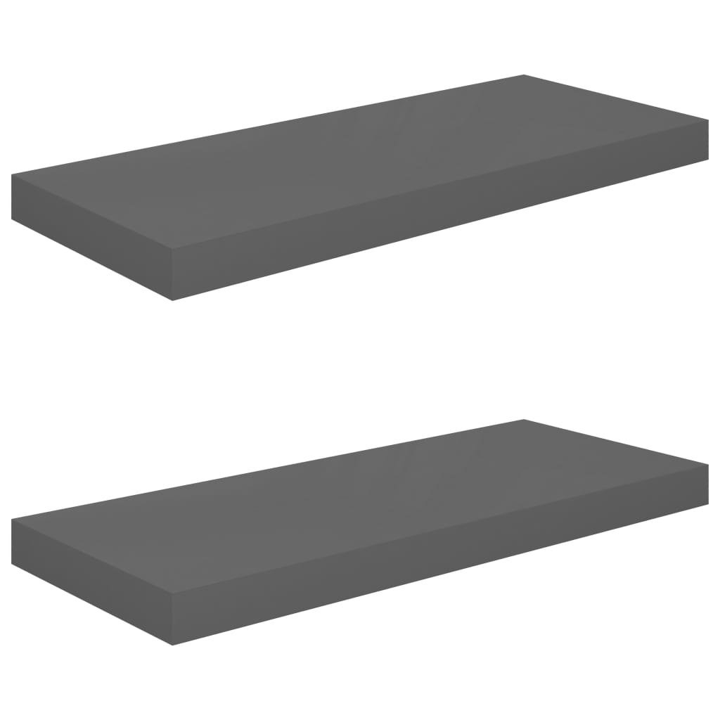 Étagère murale flottante 2 pcs Gris brillant 60x23,5x3,8 cm MDF - XIOS
