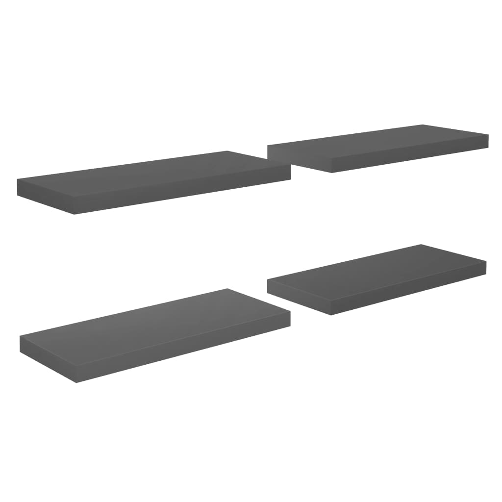 Étagère murale flottante 4 pcs Gris brillant 60x23,5x3,8 cm MDF - XIOS