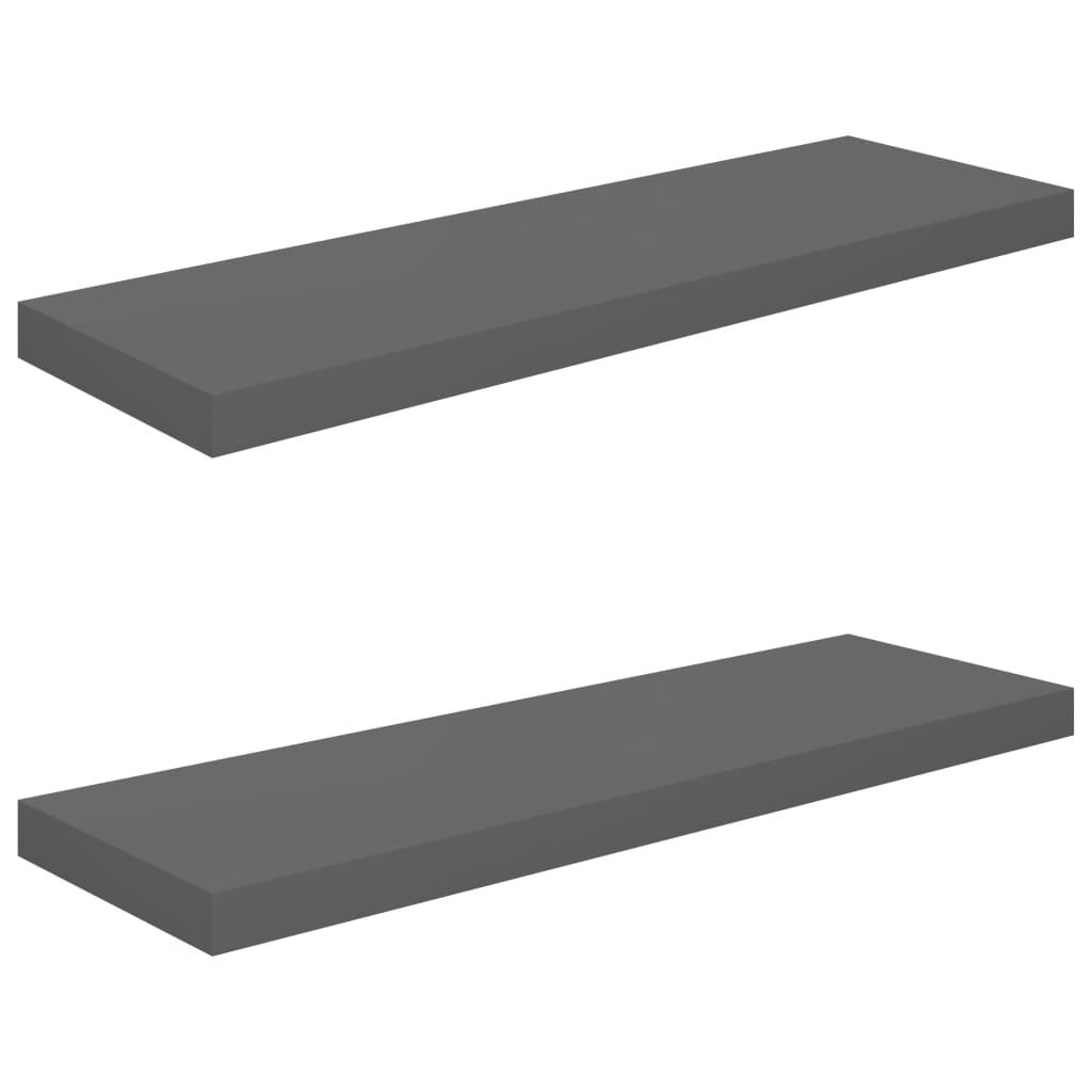 Étagère murale flottante 2 pcs Gris brillant 80x23,5x3,8 cm MDF - XIOS