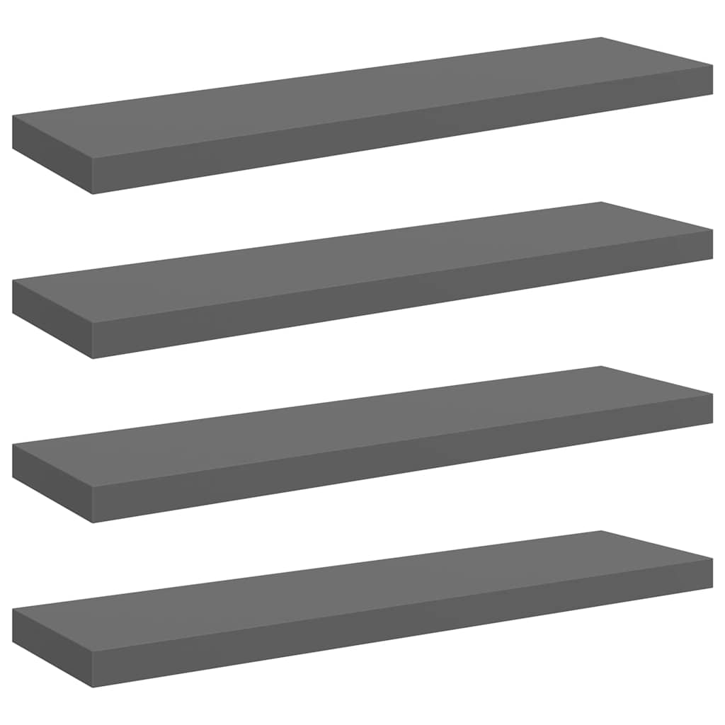 Étagère murale flottante 4 pcs Gris brillant 90x23,5x3,8 cm MDF - XIOS
