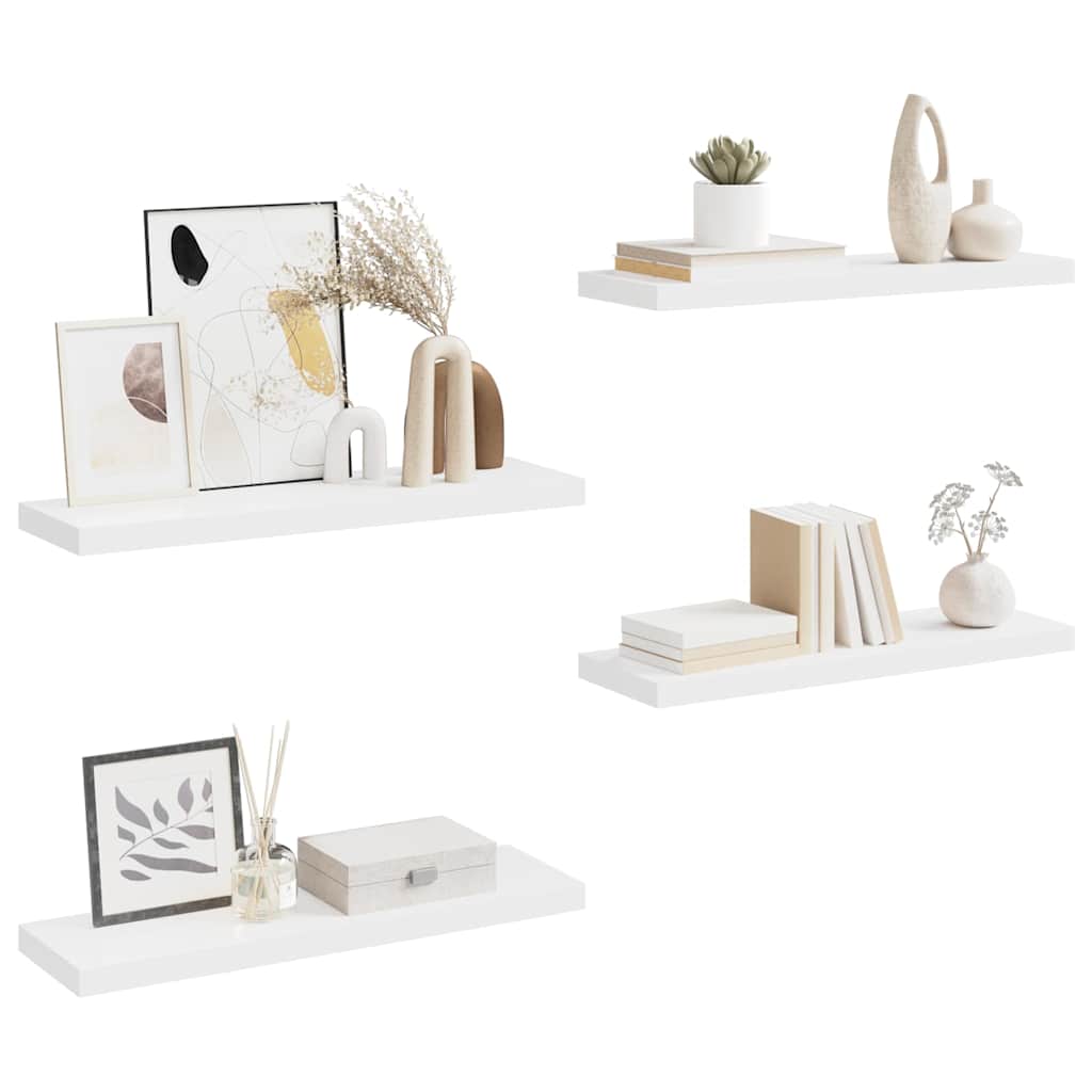 Étagères murales flottantes 4 pcs blanc 80x23,5x3,8 cm MDF - XIOS