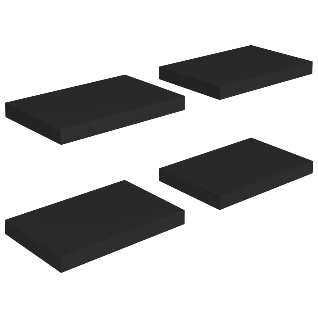 Étagères murales flottantes 4 pcs noir 40x23x3,8 cm MDF - XIOS
