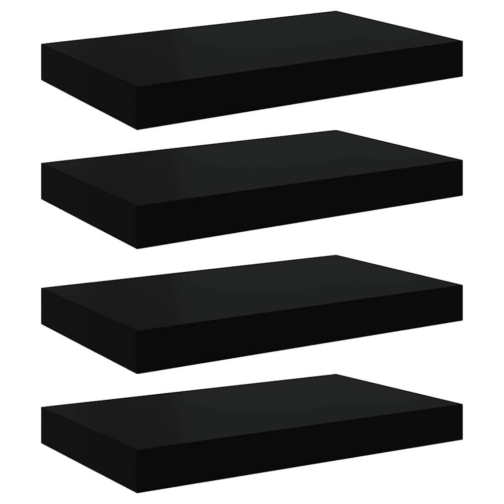 Étagères murales flottantes 4 pcs noir 40x23,5x3,8 cm MDF - XIOS