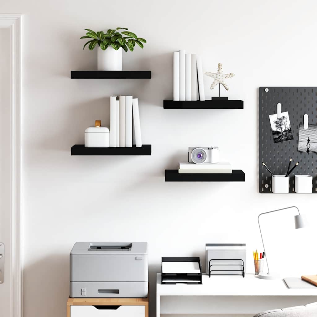 Étagères murales flottantes 4 pcs noir 40x23,5x3,8 cm MDF - XIOS