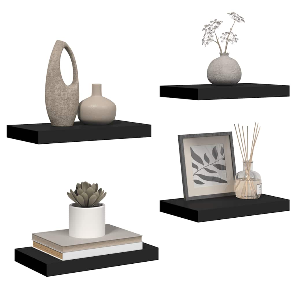 Étagères murales flottantes 4 pcs noir 40x23,5x3,8 cm MDF - XIOS