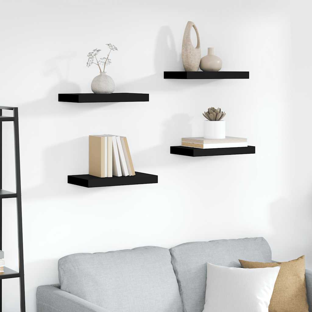 Étagères murales flottantes 4 pcs noir 40x23,5x3,8 cm MDF - XIOS
