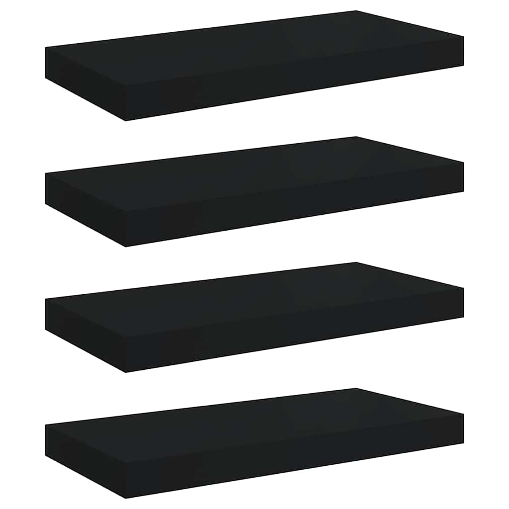 Étagères murales flottantes 4 pcs noir 50x23x3,8 cm MDF - XIOS
