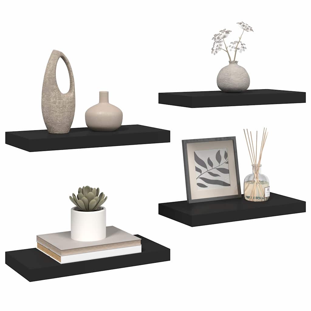 Étagères murales flottantes 4 pcs noir 50x23x3,8 cm MDF - XIOS