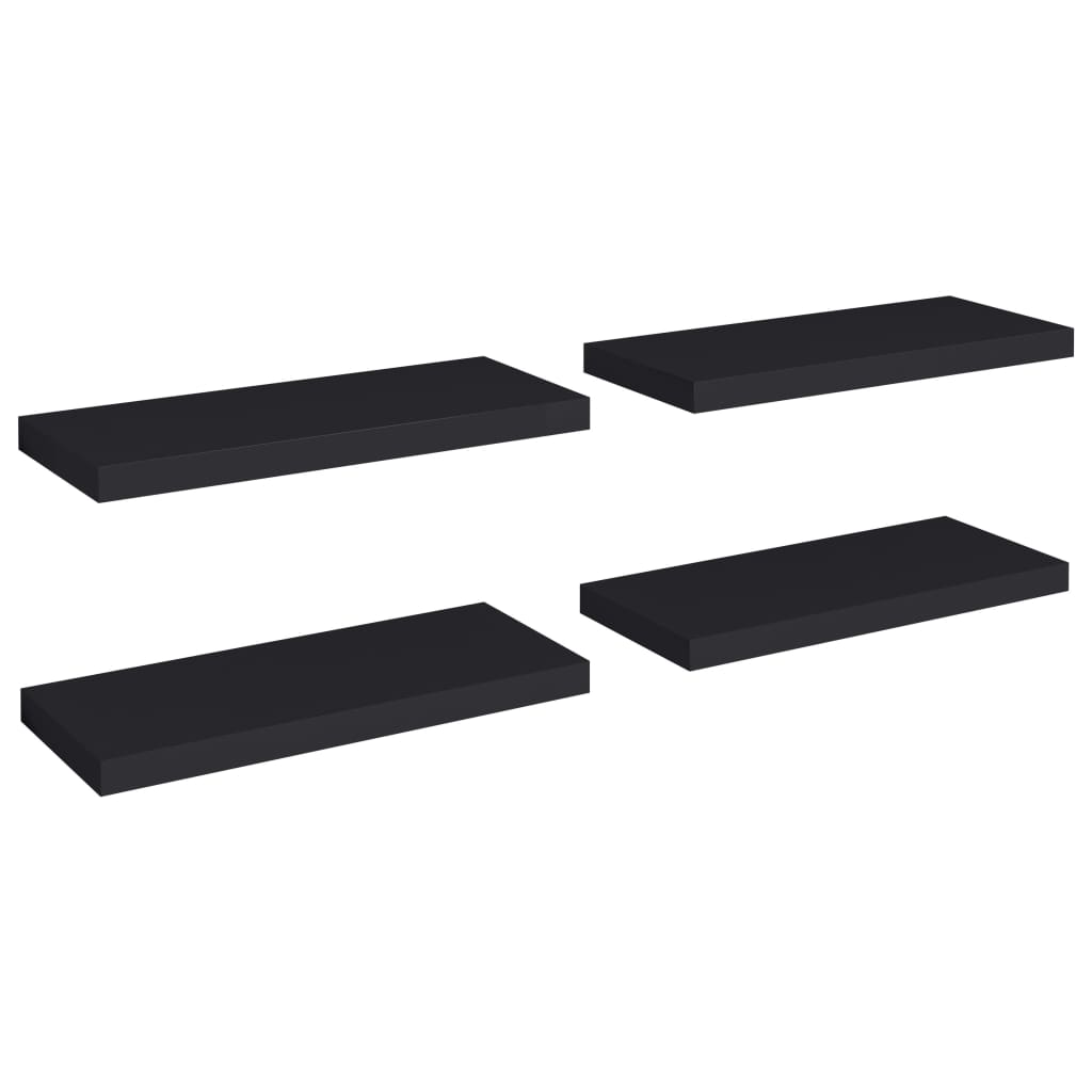 Étagères murales flottantes 4 pcs noir 60x23,5x3,8 cm MDF - XIOS