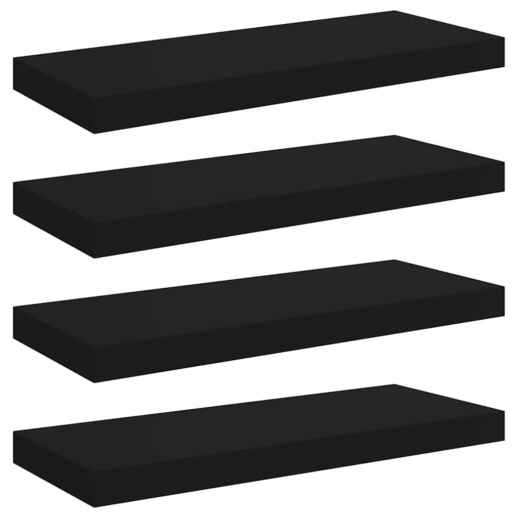 Étagères murales flottantes 4 pcs noir 60x23,5x3,8 cm MDF - XIOS