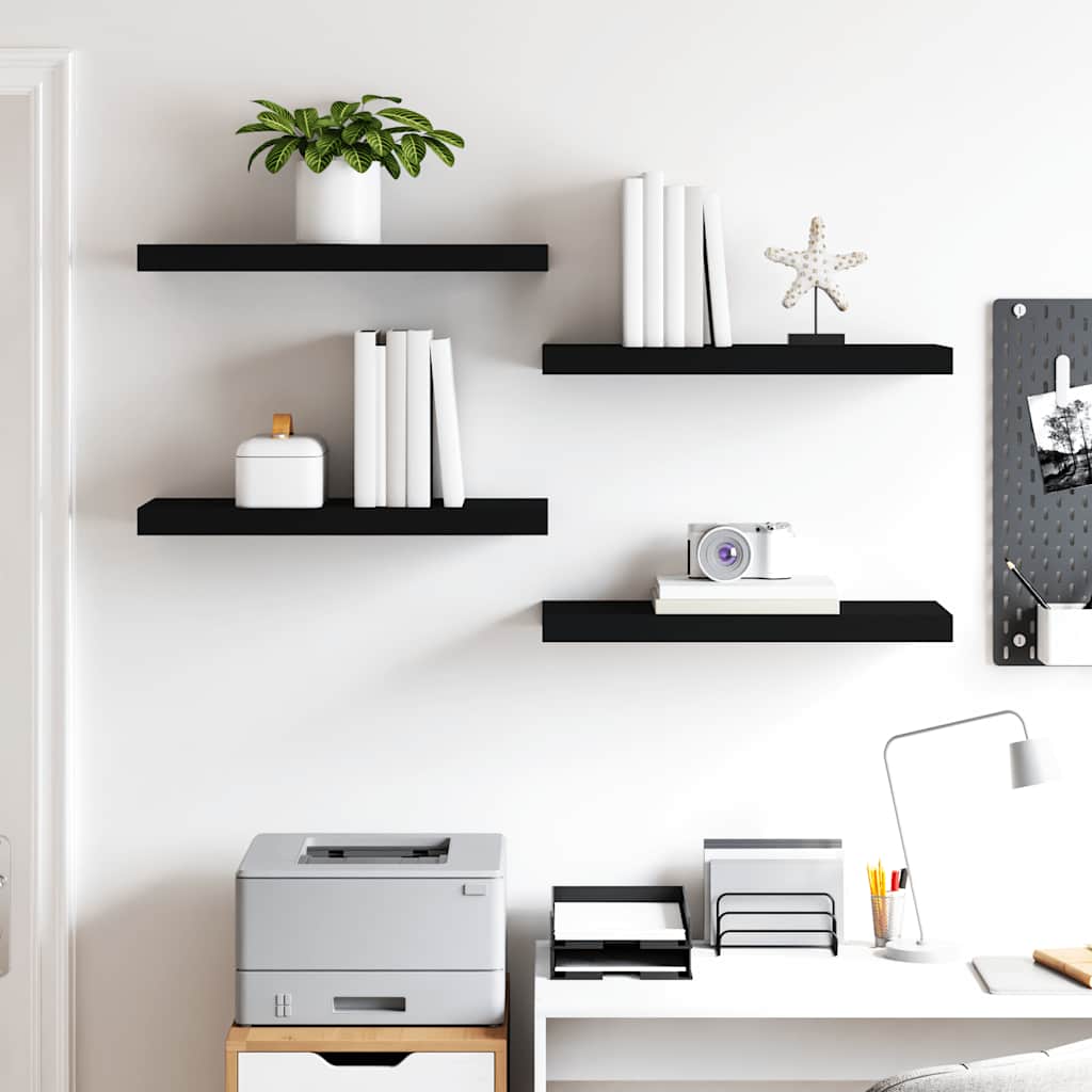Étagères murales flottantes 4 pcs noir 60x23,5x3,8 cm MDF - XIOS