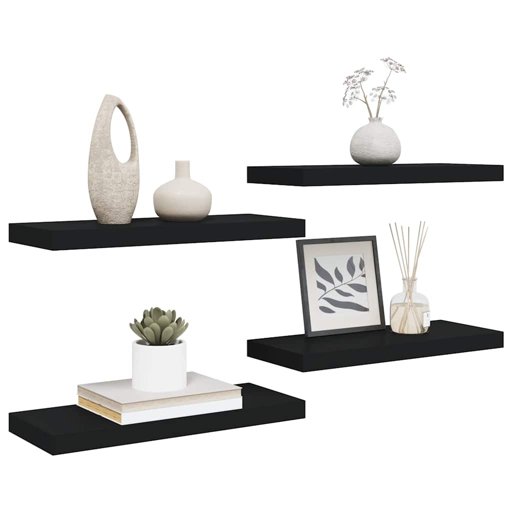 Étagères murales flottantes 4 pcs noir 60x23,5x3,8 cm MDF - XIOS