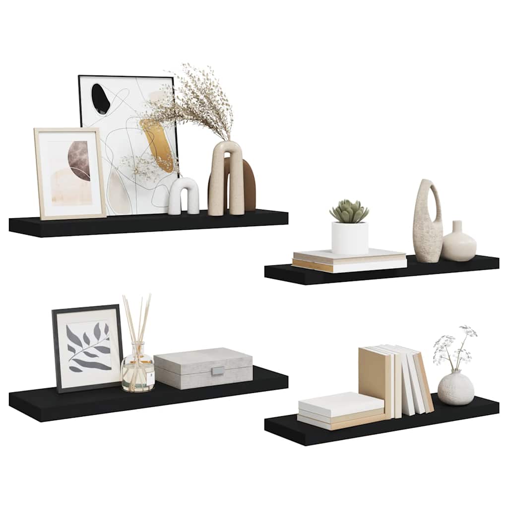 Étagères murales flottantes 4 pcs noir 80x23,5x3,8 cm MDF - XIOS