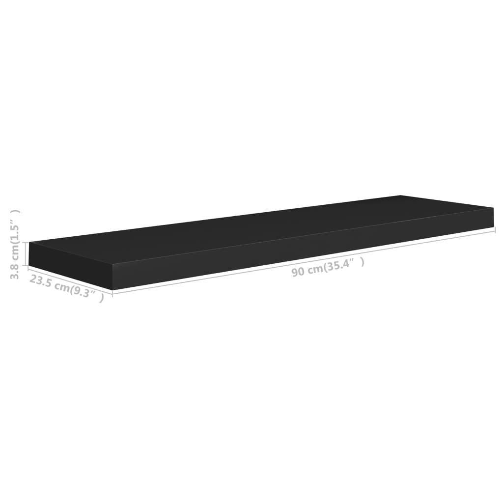 Étagères murales flottantes 4 pcs noir 90x23,5x3,8 cm MDF - XIOS