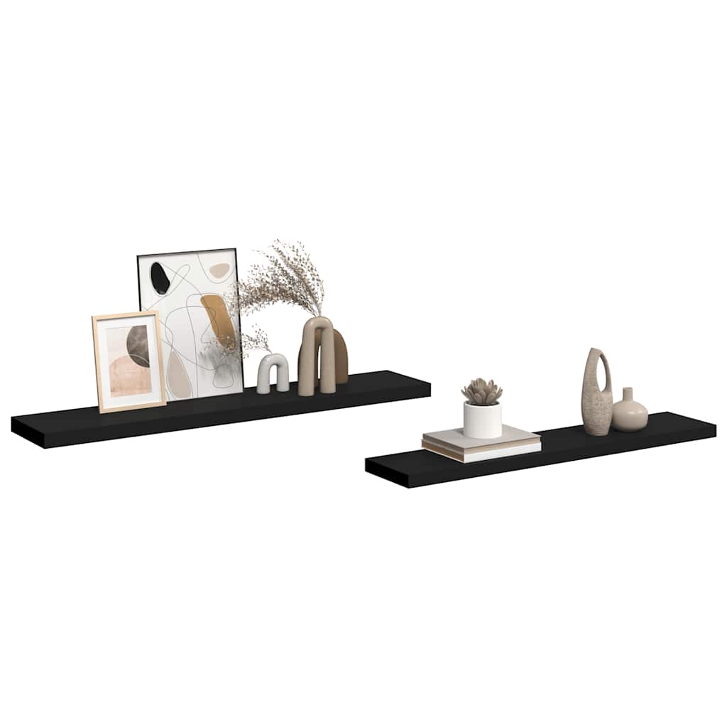 Étagères murales flottantes 2 pcs noir 120x23,5x3,8 cm MDF - XIOS