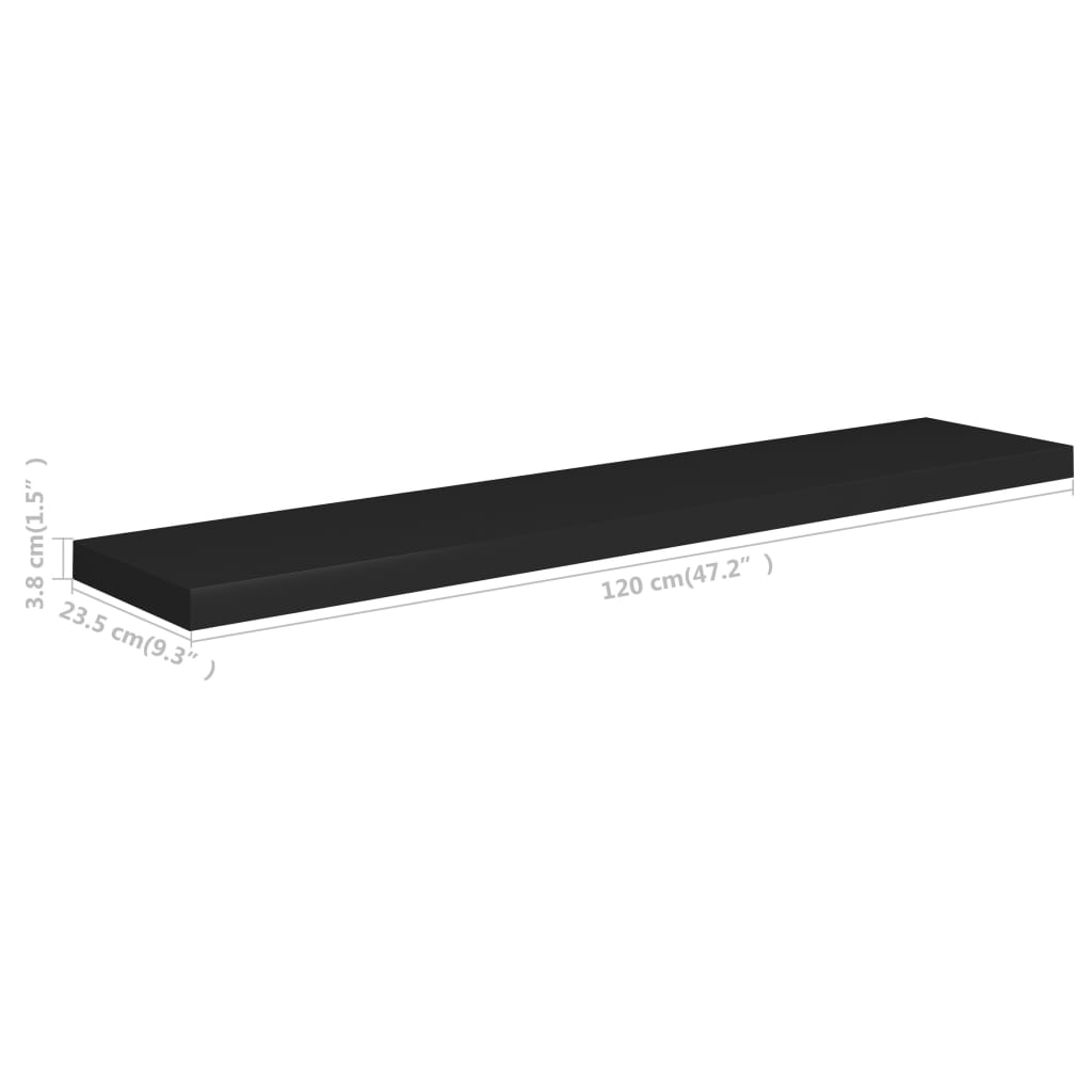 Étagères murales flottantes 2 pcs noir 120x23,5x3,8 cm MDF - XIOS