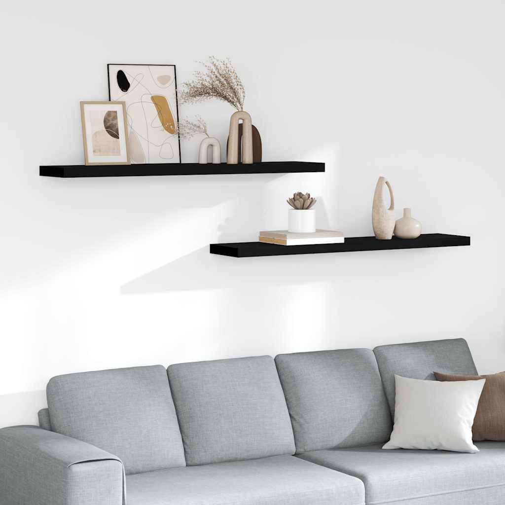Étagères murales flottantes 2 pcs noir 120x23,5x3,8 cm MDF - XIOS