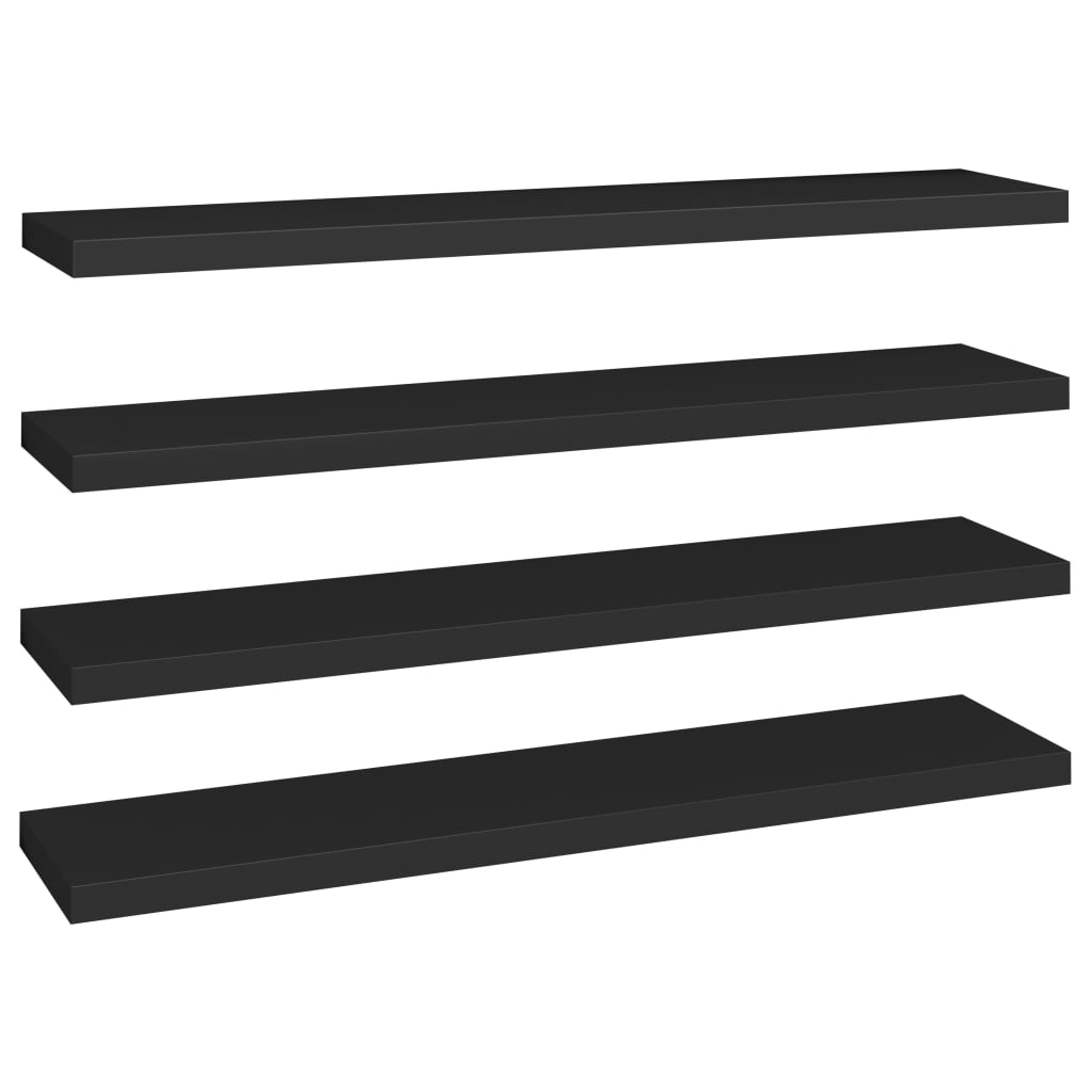 Étagères murales flottantes 4 pcs noir 120x23,5x3,8 cm MDF - XIOS