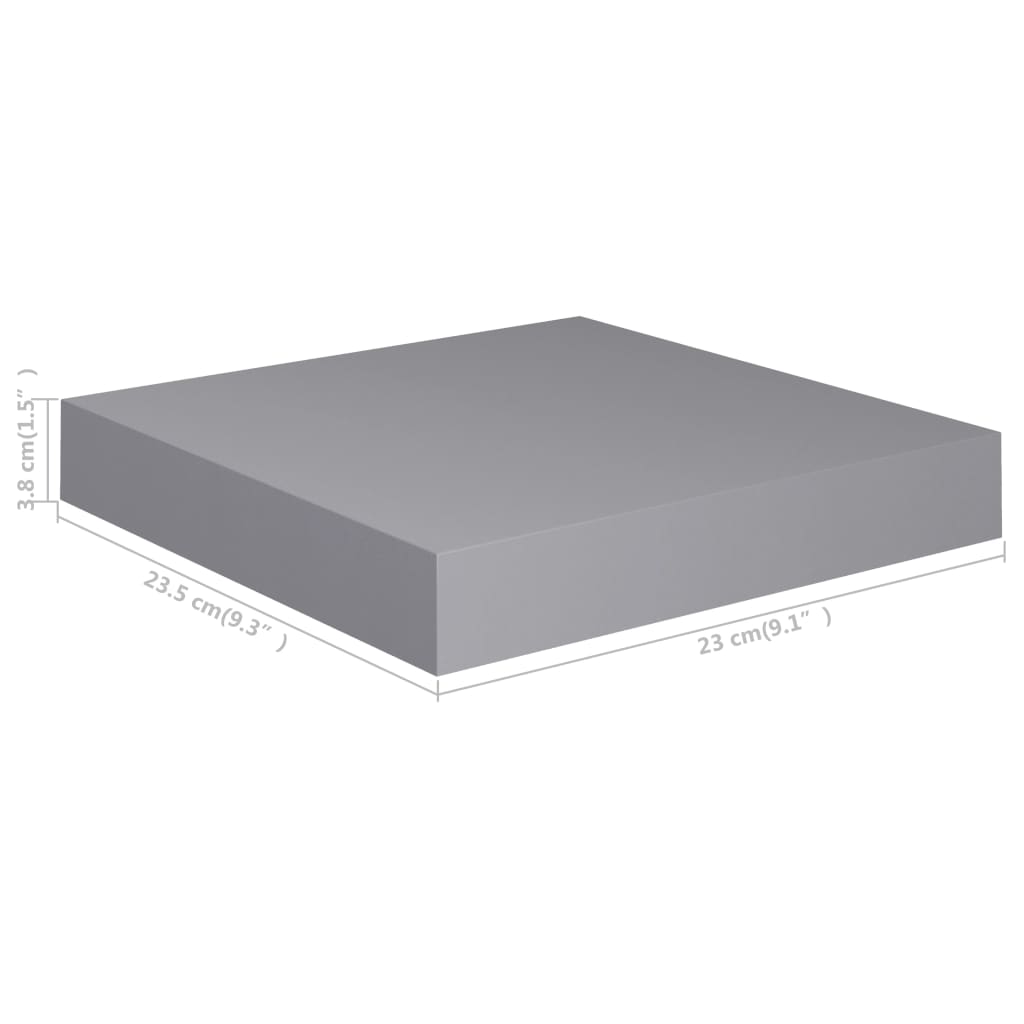 Étagères murales flottantes 2 pcs gris 23x23,5x3,8 cm MDF - XIOS