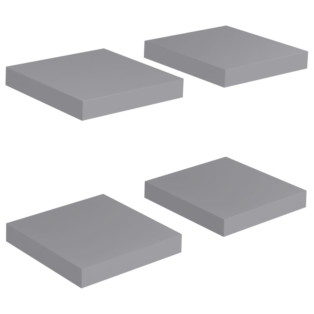 Étagères murales flottantes 4 pcs gris 23x23,5x3,8 cm MDF - XIOS