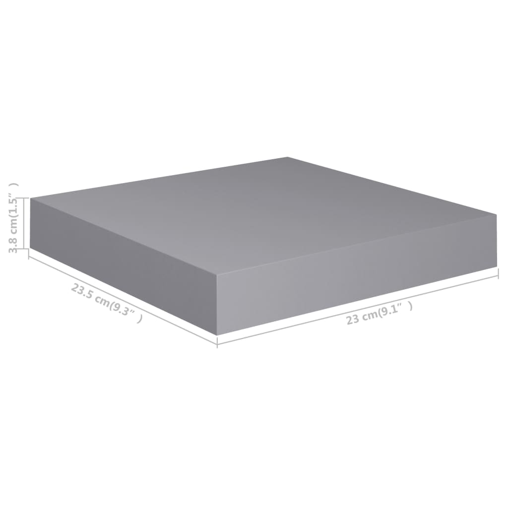 Étagères murales flottantes 4 pcs gris 23x23,5x3,8 cm MDF - XIOS