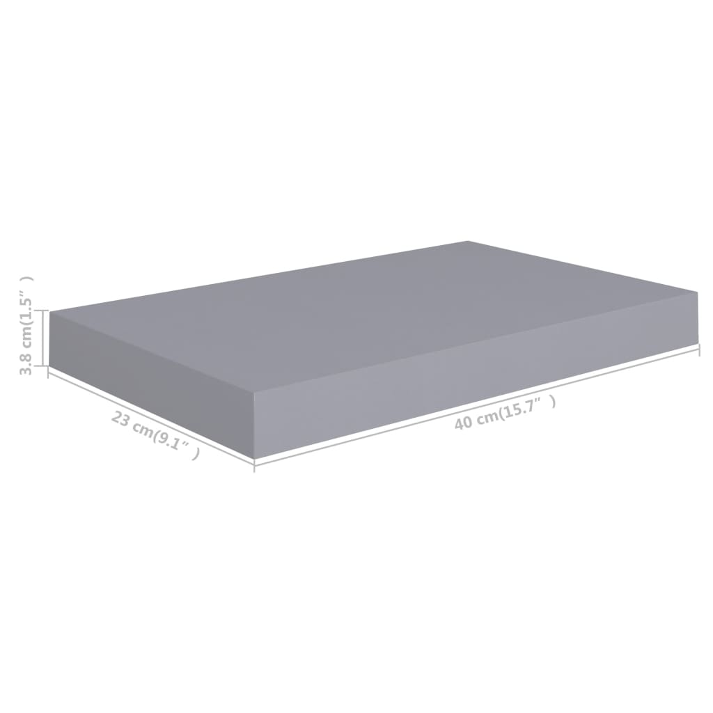 Étagères murales flottantes 2 pcs Gris 40x23x3,8 cm MDF - XIOS