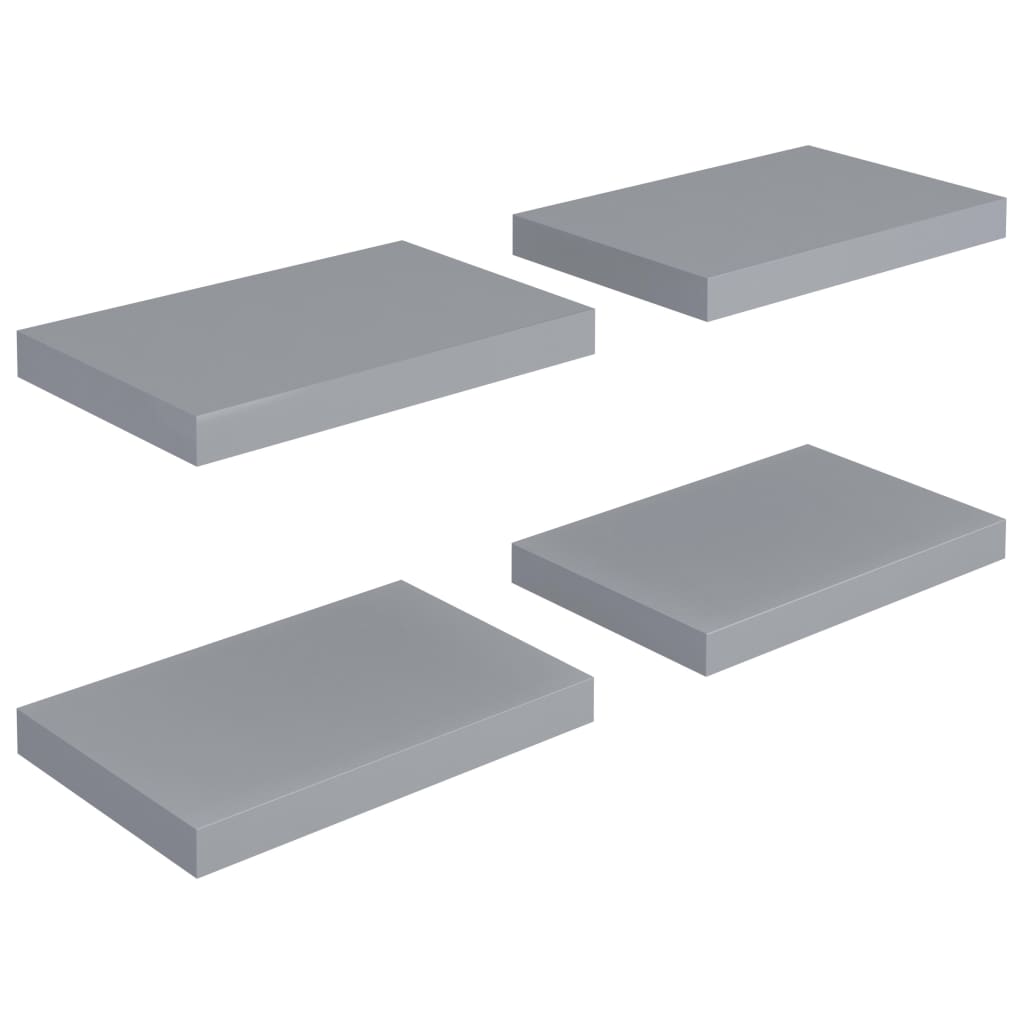 Étagères murales flottantes 4 pcs Gris 40x23x3,8 cm MDF - XIOS
