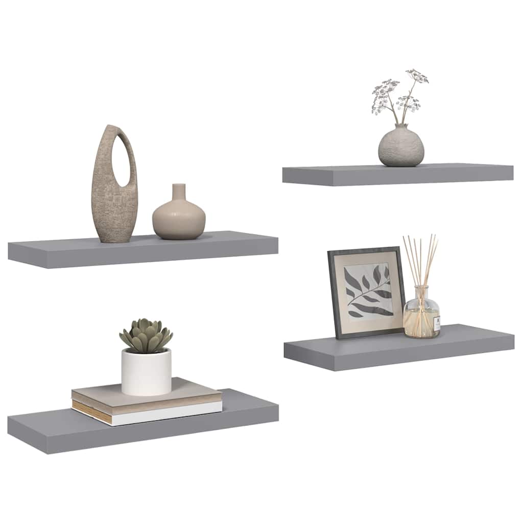 Étagères murales flottantes 4 pcs Gris 60x23,5x3,8 cm MDF - XIOS