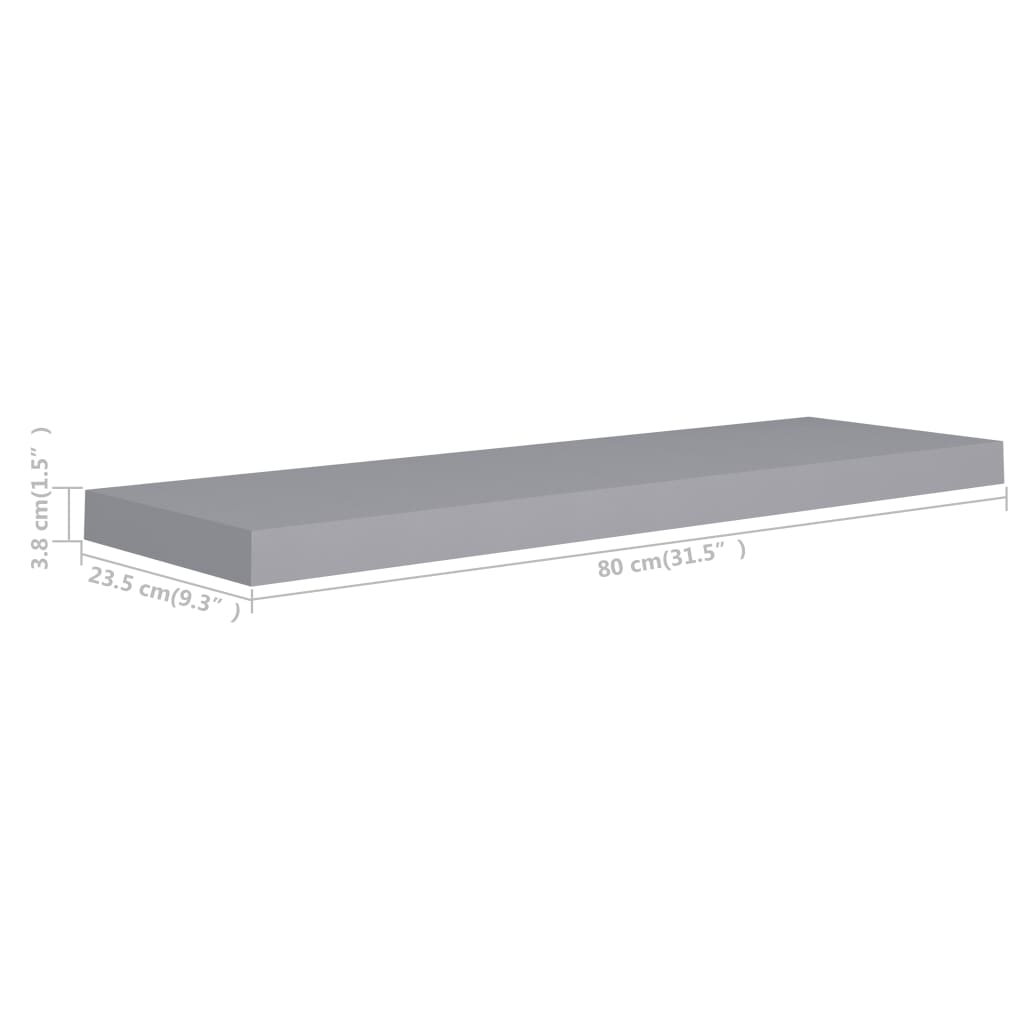 Étagères murales flottantes 4 pcs gris 80x23,5x3,8 cm MDF - XIOS