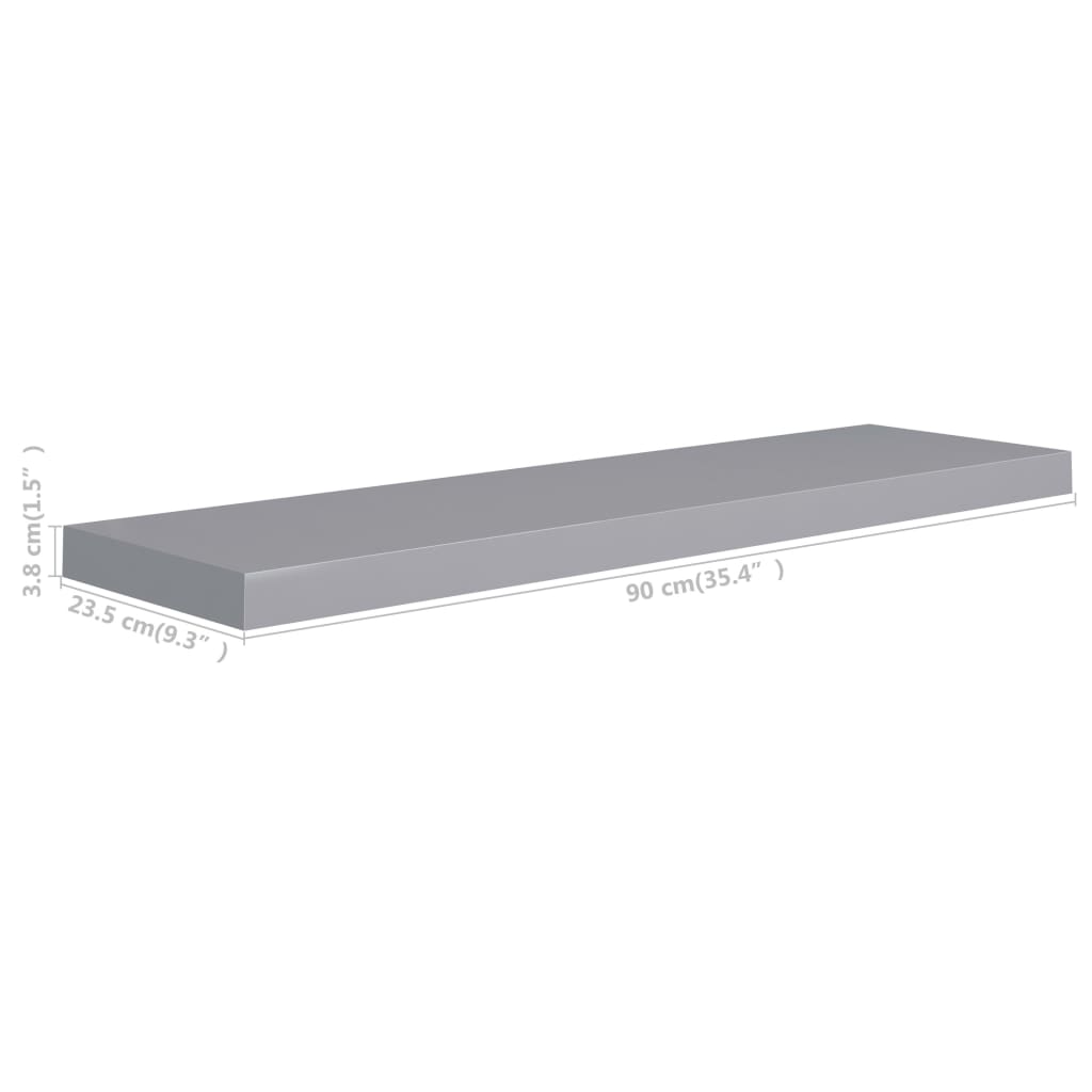 Étagère murale flottante gris 90x23,5x3,8 cm MDF - XIOS
