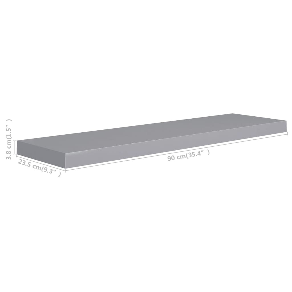Étagères murales flottantes 4 pcs gris 90x23,5x3,8 cm MDF - XIOS