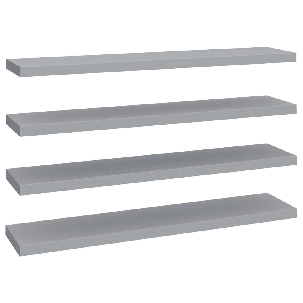 Étagères murales flottantes 4 pcs gris 120x23,5x3,8 cm MDF - XIOS