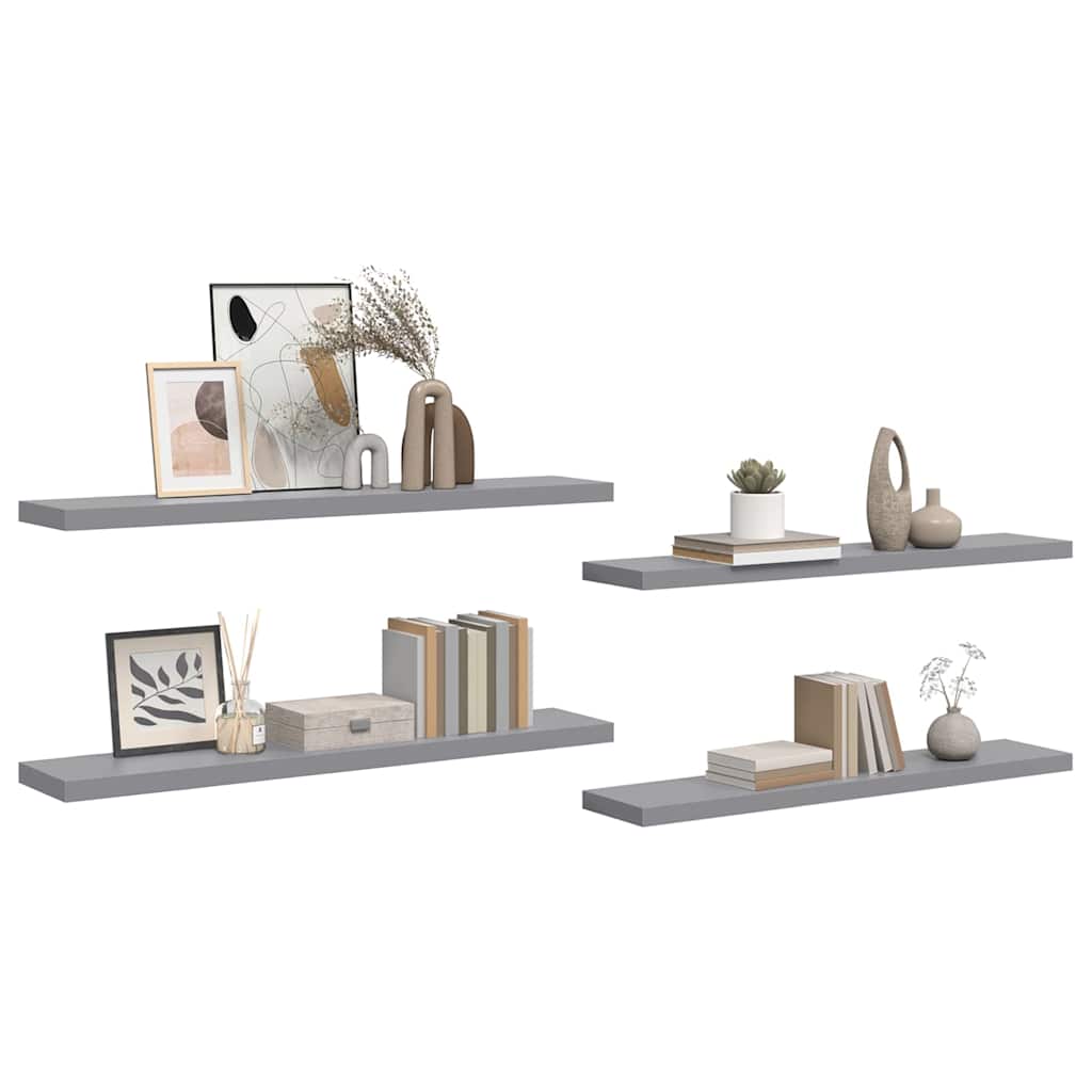 Étagères murales flottantes 4 pcs gris 120x23,5x3,8 cm MDF - XIOS