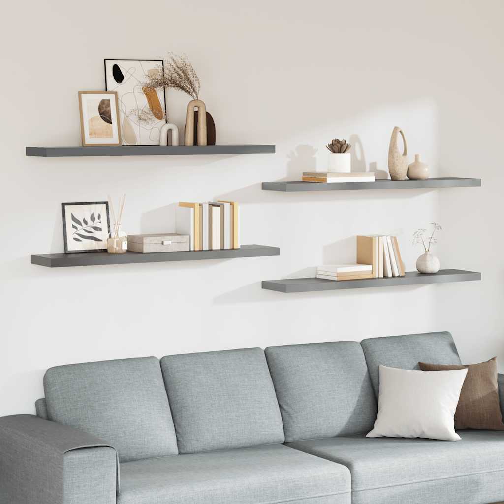 Étagères murales flottantes 4 pcs gris 120x23,5x3,8 cm MDF - XIOS