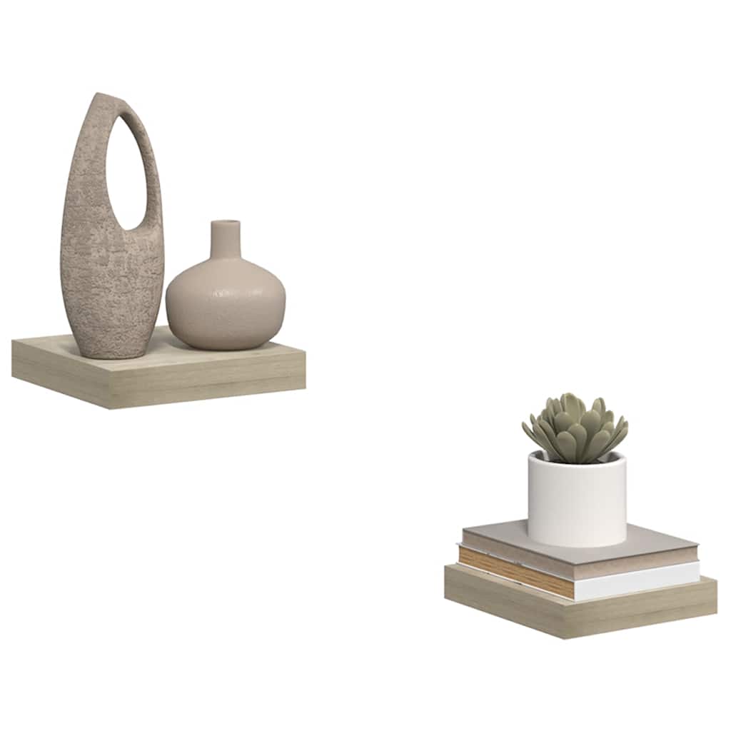 Étagères murales flottantes 2 pcs chêne 23x23,5x3,8 cm MDF - XIOS